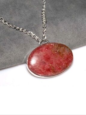 Norwegian Pink Thulite Gemstone 925 Sterling Silver Handmade Pendant Necklace